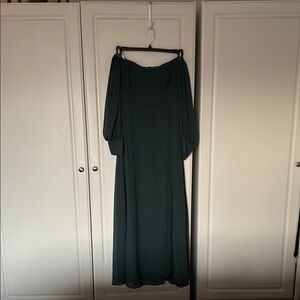 Feel the Romance Emerald Green Off-the-Shoulder Maxi Dress